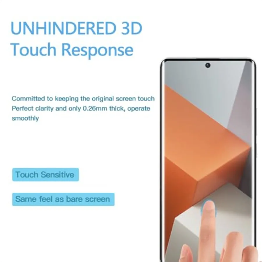 [عبوة من قطعتين] لهاتف Redmi Note 13 Pro+ 5G Note 13 Pro plus 5G 3D واقي شاشة من الزجاج المقوى واقي عدسة الكاميرا. 9H hardn.