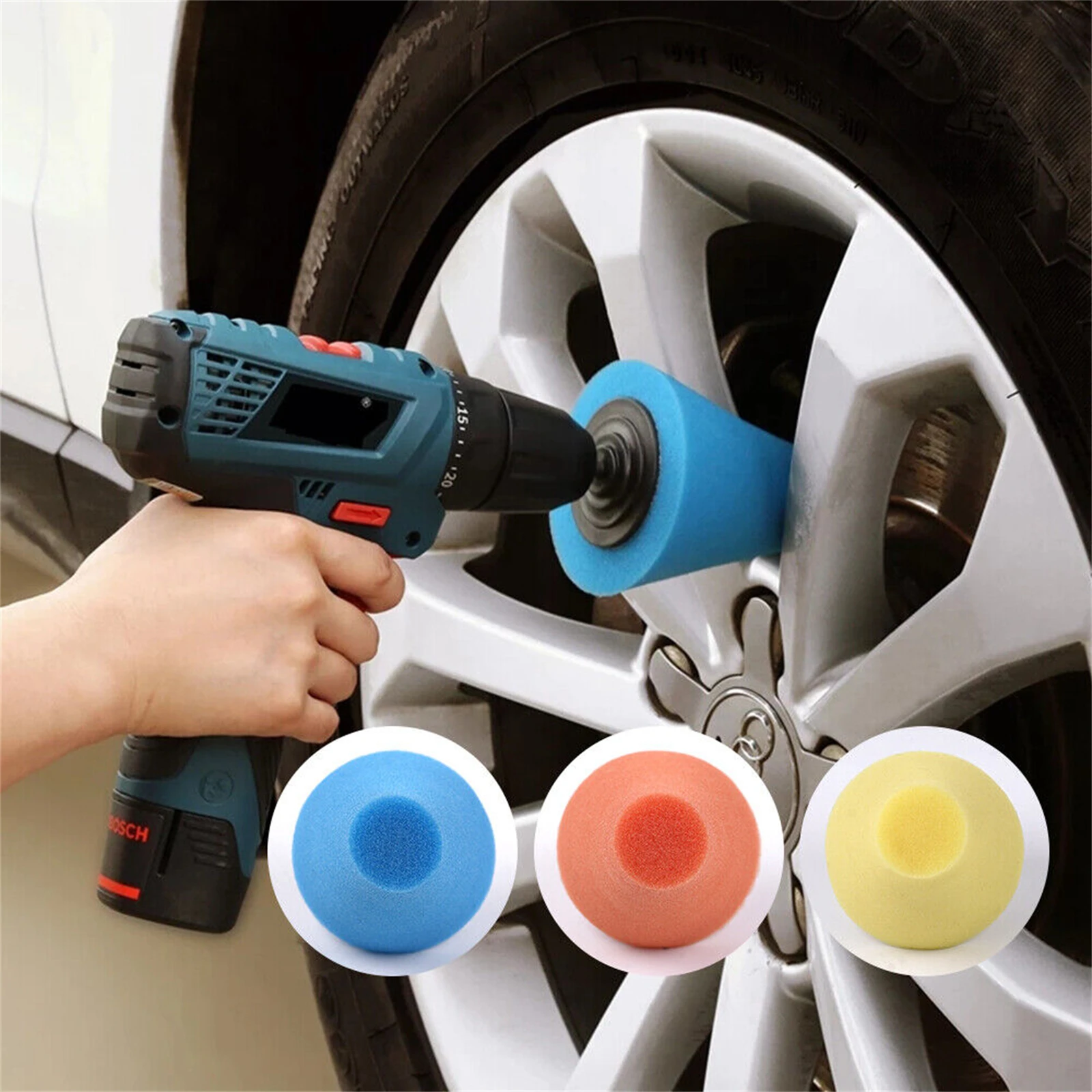 Car Polishing Pads Kit, Cone, Forma De Bola, Resistente Ao Desgaste, Hub De Carro, Enceramento, Polimento Pads, Agente De Polimento, 5Pcs