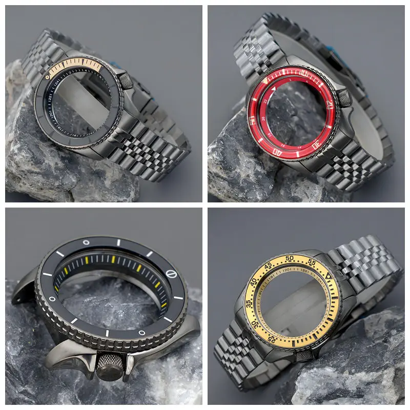 SKX007 SKX009 Gun Colour Men's Watch Case Fit NH34 NH35 NH36 Automatic Movement Sapphire Glass 200M Waterproof Case