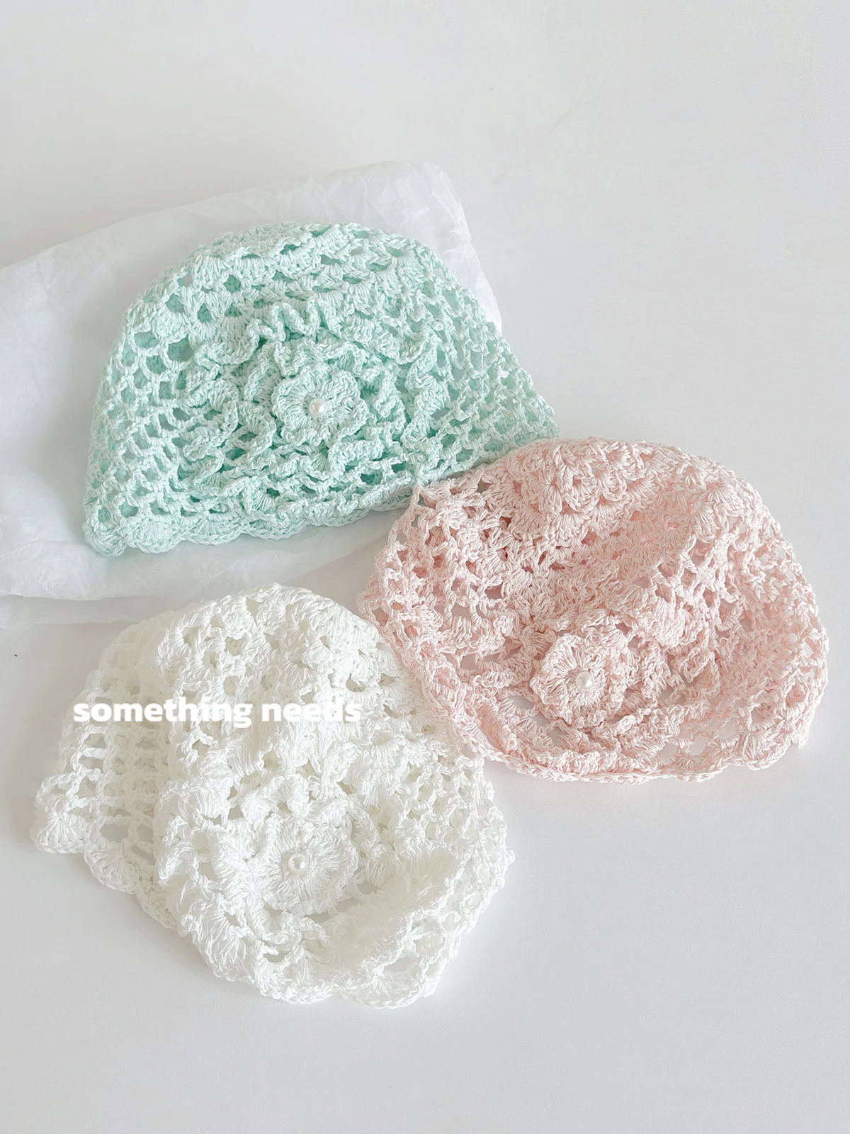

Fashion Handmade Crochet Flower Hollow Baotou Hat Summer Thin Breathable Cold Hat for Women