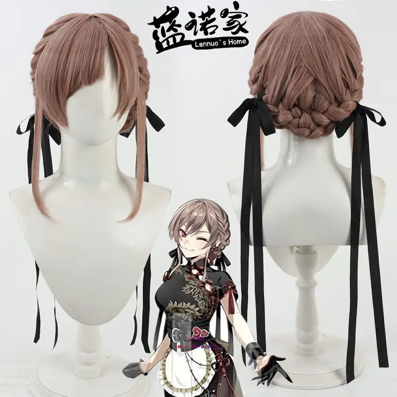 Virtual YouTube Vtuber Furen E Lustario Cosplay Wig Halloween Carnival Party Props Synthetic Hair Heat Resistant Fiber + Wig Cap