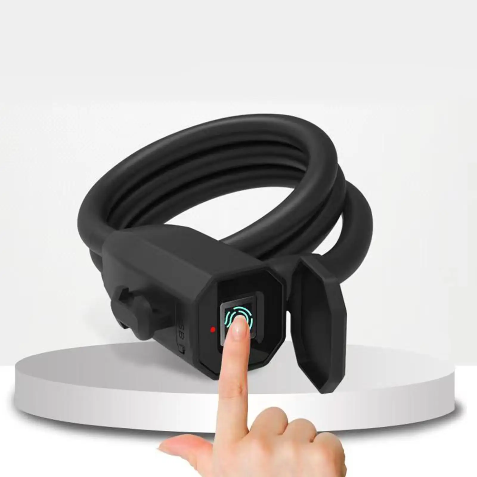 

USB-заряжаемый противоугонный велосипедный замок с отпечатком пальца, сверхпрочный, водонепроницаемый (IP65), кабельный замок для велосипедных аксессуаров