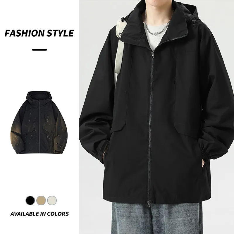 

Autumn New Sle Color Blo Hoodie Jaet Men's Casual Faionable Polyester Fiber Long Sve Youth ular Outerwear