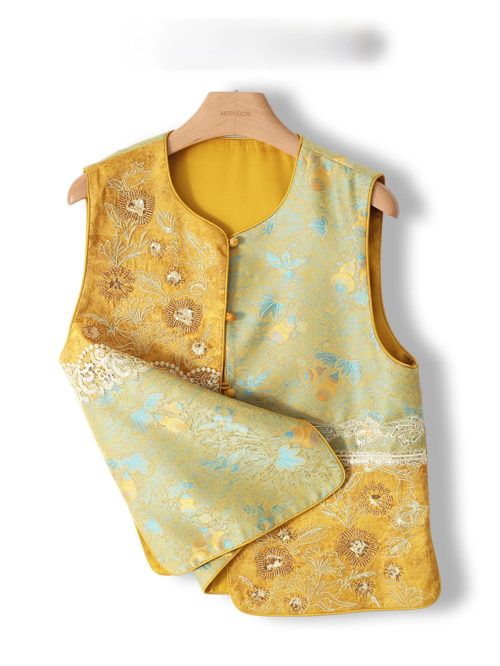 

Элегантный новый жилет в китайском стиле из шелка с вышивкой жемчугом, женская модная верхняя одежда прямого кроя с круглым вырезом, весна S...