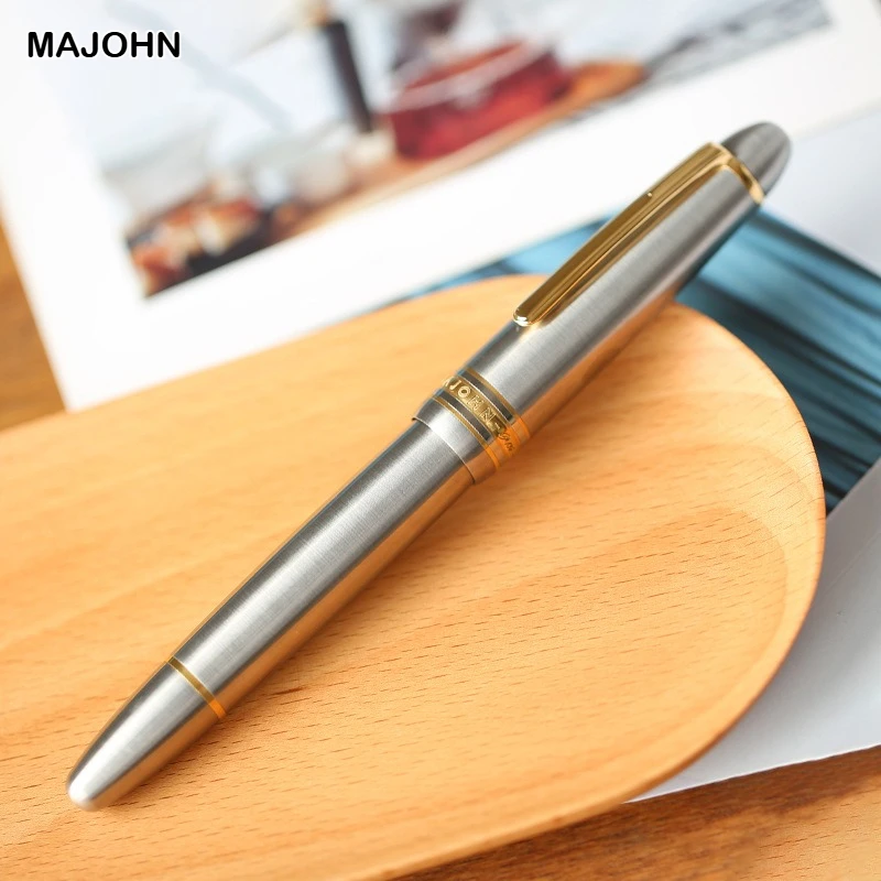 MAJOHN سبائك التيتانيوم Ti-136 المكبس قلم حبر EF/F المعادن نحى المضادة للانزلاق المطرقة نمط نسخة القلم اللوازم المدرسية