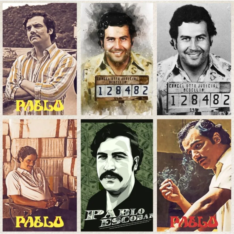 Modern Colombian Lord Pablo Escobar Narcos Mugshot Wall Art Poster Canvas Painting for Room Office School Decoration Stuff Home