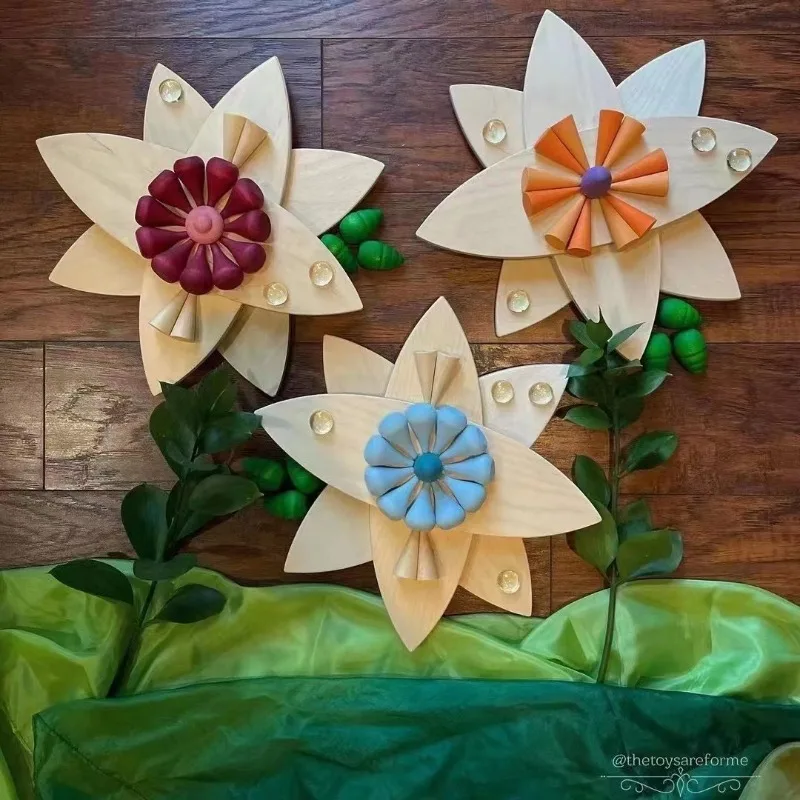 Petal building block Waldorf creative stacking music imagination cultivation kindergarten open low structure material