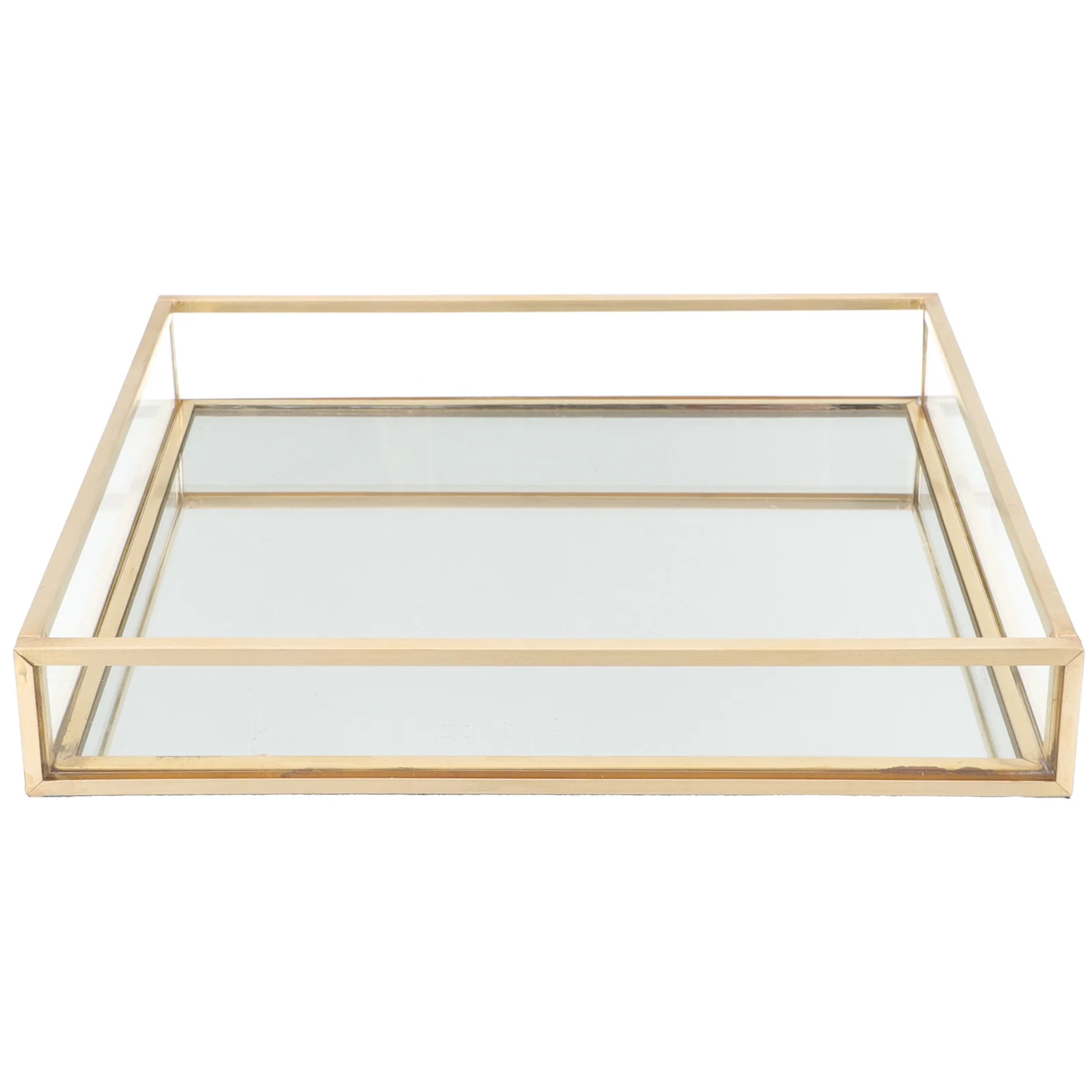 Gold Rim Glass Tray Decor Accents Decorative Vanity Organizer Dresser Vintage Jewelry Square Perfume Holder Brass Trays for