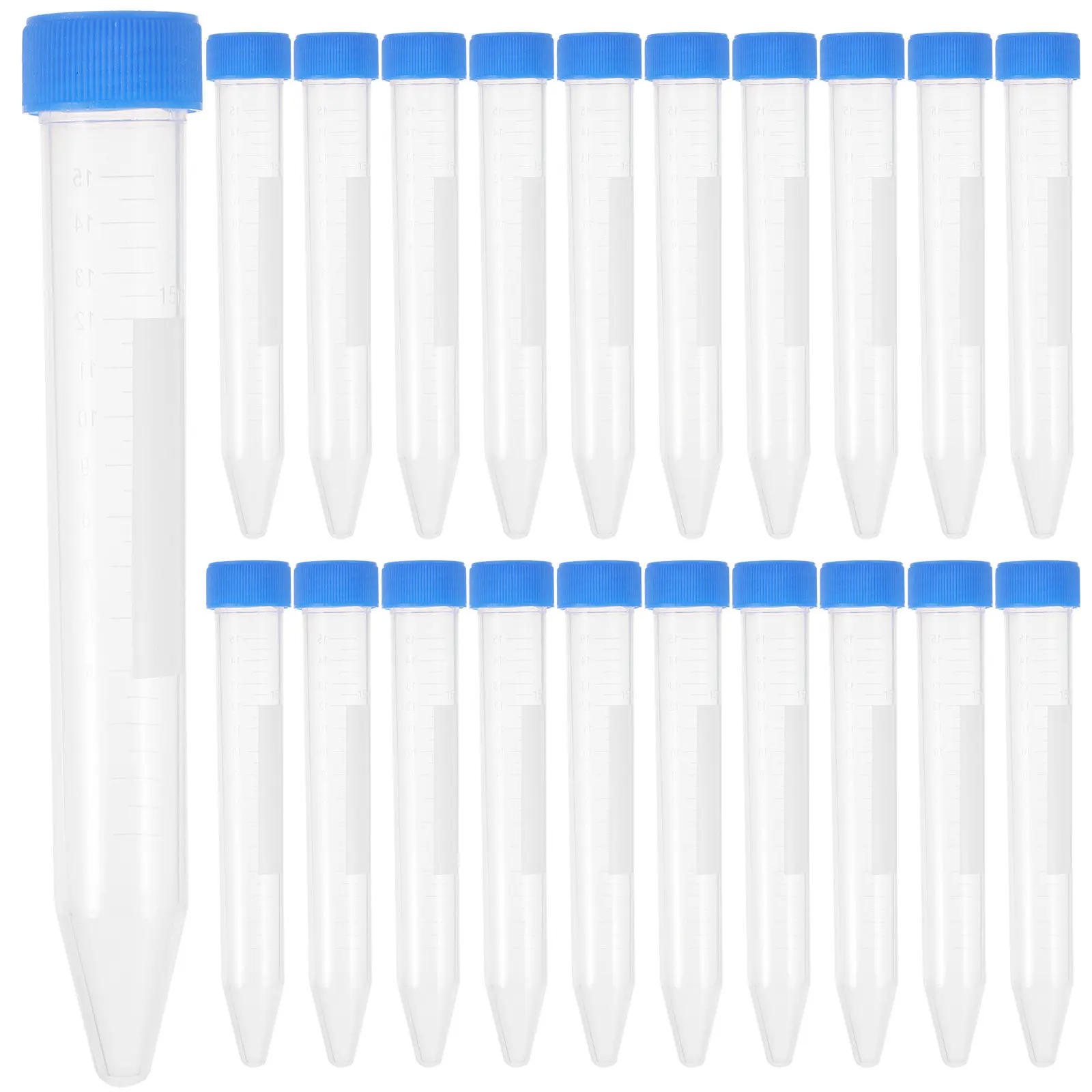 

50 шт. пластиковых центрифужных пробирок объемом 15 мл, прозрачные лабораторные тестовые емкости с завинчивающимися крышками, пробирки для измерения образцов