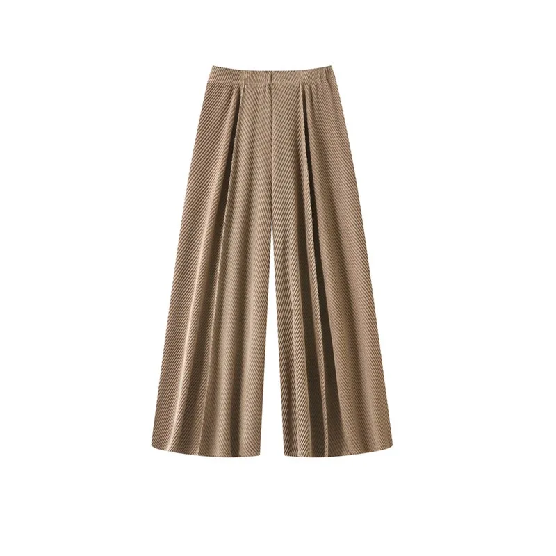 Miyake Pleated 2026 New Autumn Spring Original High-end Straight Casual Pants for Women Loose Elastic Waist Pleated Long Pants