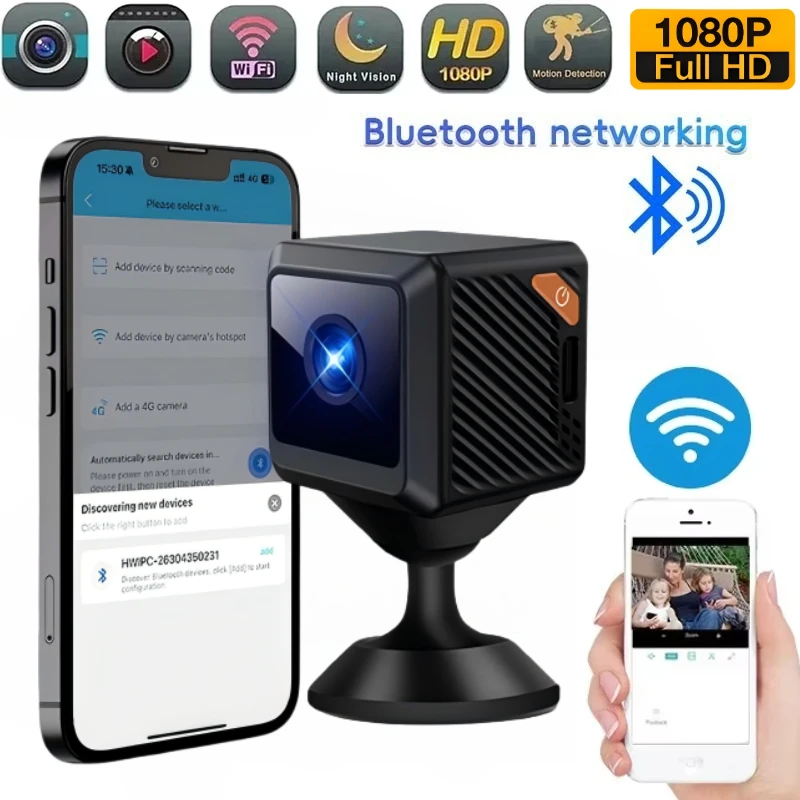 

Мини-камера 1080P, Wi-Fi, обнаружение движения, удаленный монитор, встроенный аккумулятор, портативные домашние камеры ночного видения