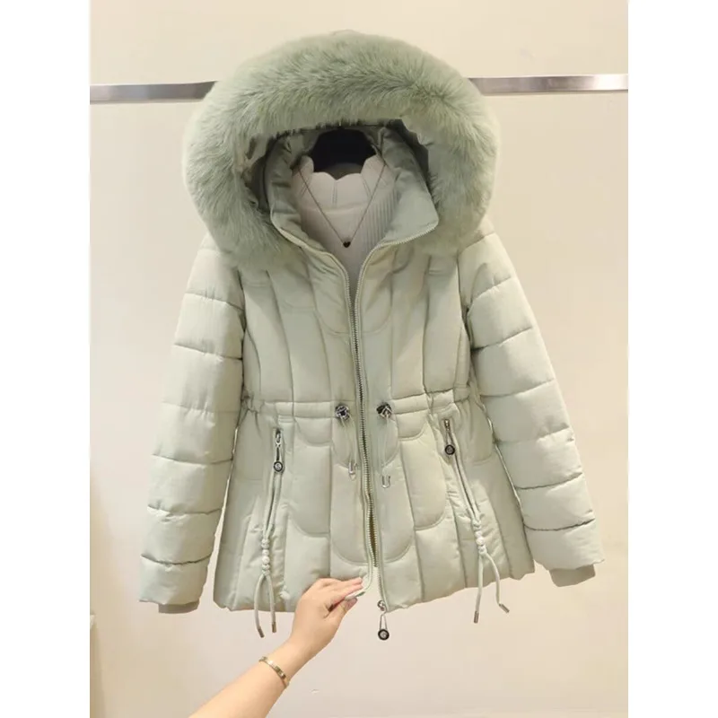 Women's Cotton Coat Winter New warm Cotton Jacket Slim Fashion Fur Collar Outerwear High-end winter puffer jacket women Parkas