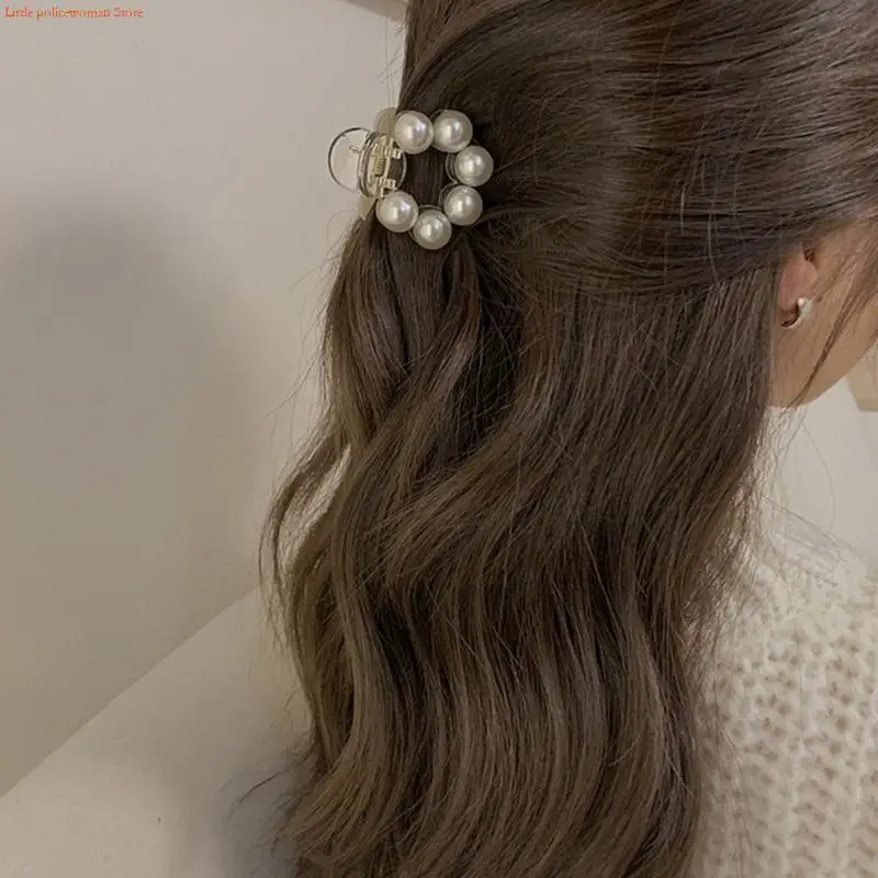 F92D Popular Pearls Hair Claw Strong Grip Hair Clamp For Leisure and Formal Occasion