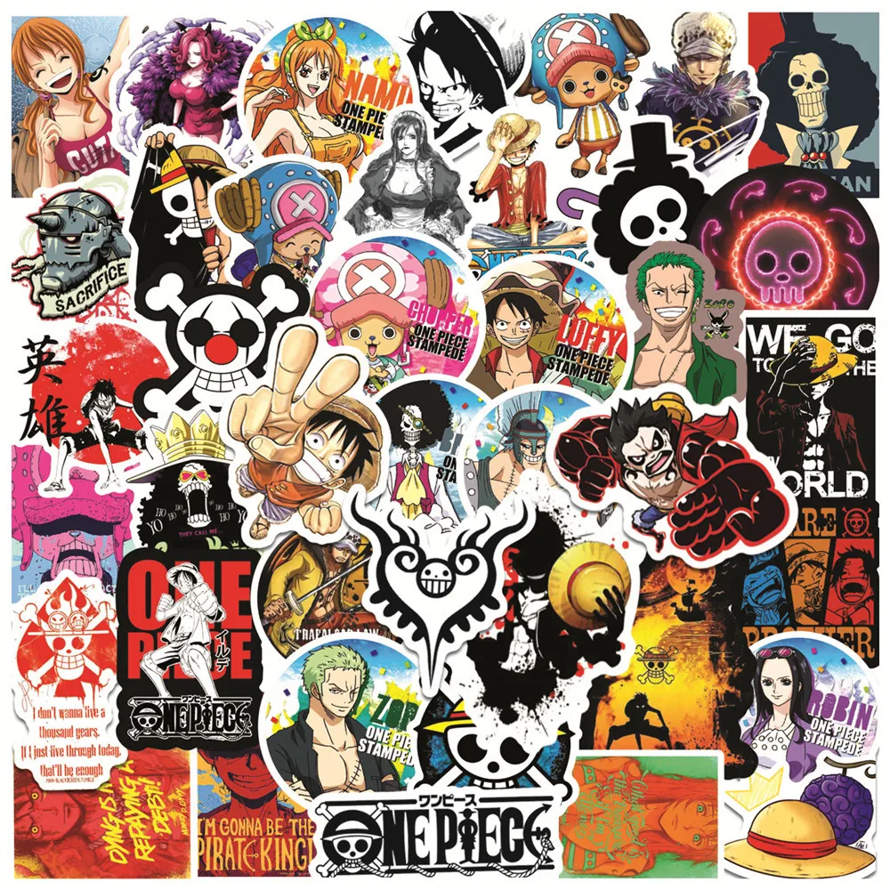 50pcs Japanese Anime One Piece Luffy Graffiti Sticker Water Cup Body Suitcase Helmet Decoration Sticker