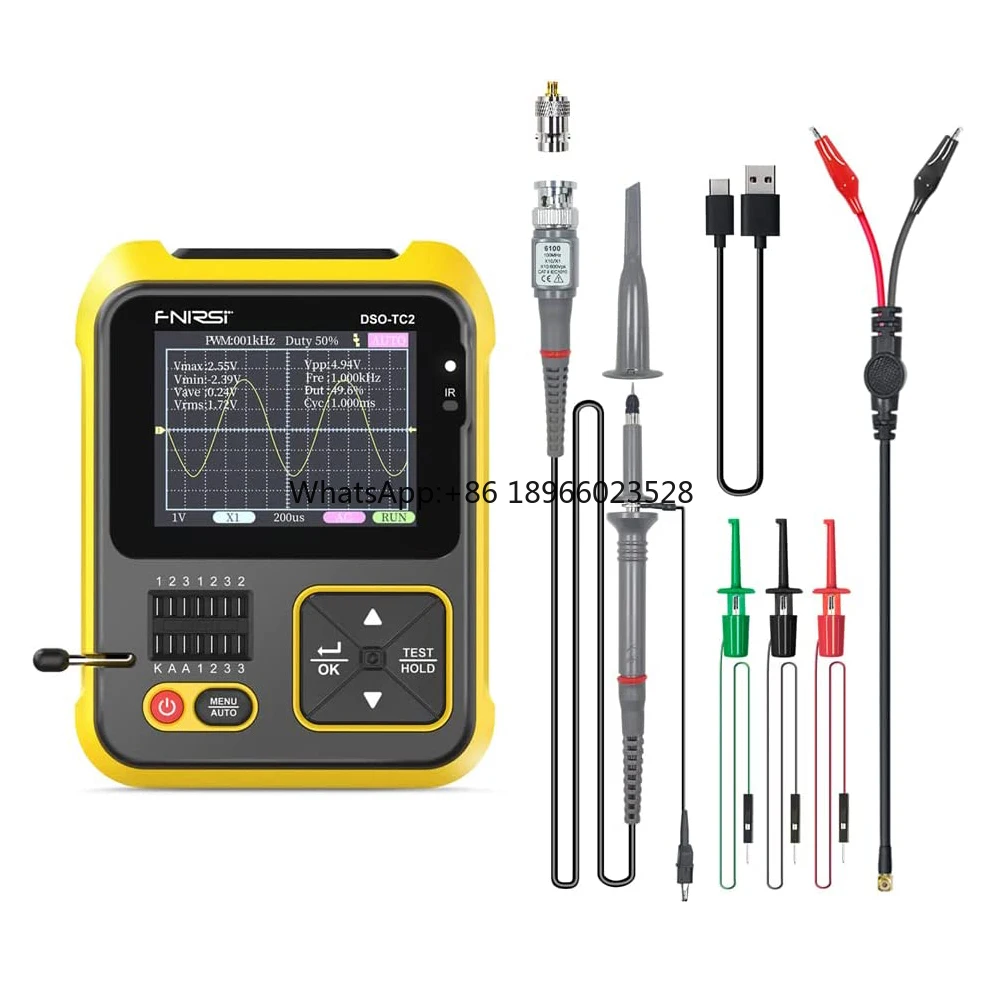 

PWM Output for NPN/PNP Diode Capacitor Resistor Transistor 2-in-1 Hand-held Digital Oscilloscope Tester with Bandwidth 200kHz