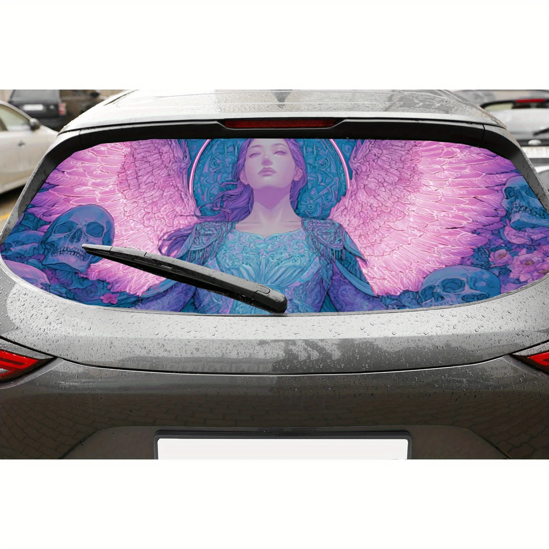 

Винтажная виниловая наклейка на заднее окно автомобиля в стиле ангела, художественная наклейка на авто, самоклеящаяся водонепроницаемая отделка заднего окна,ge