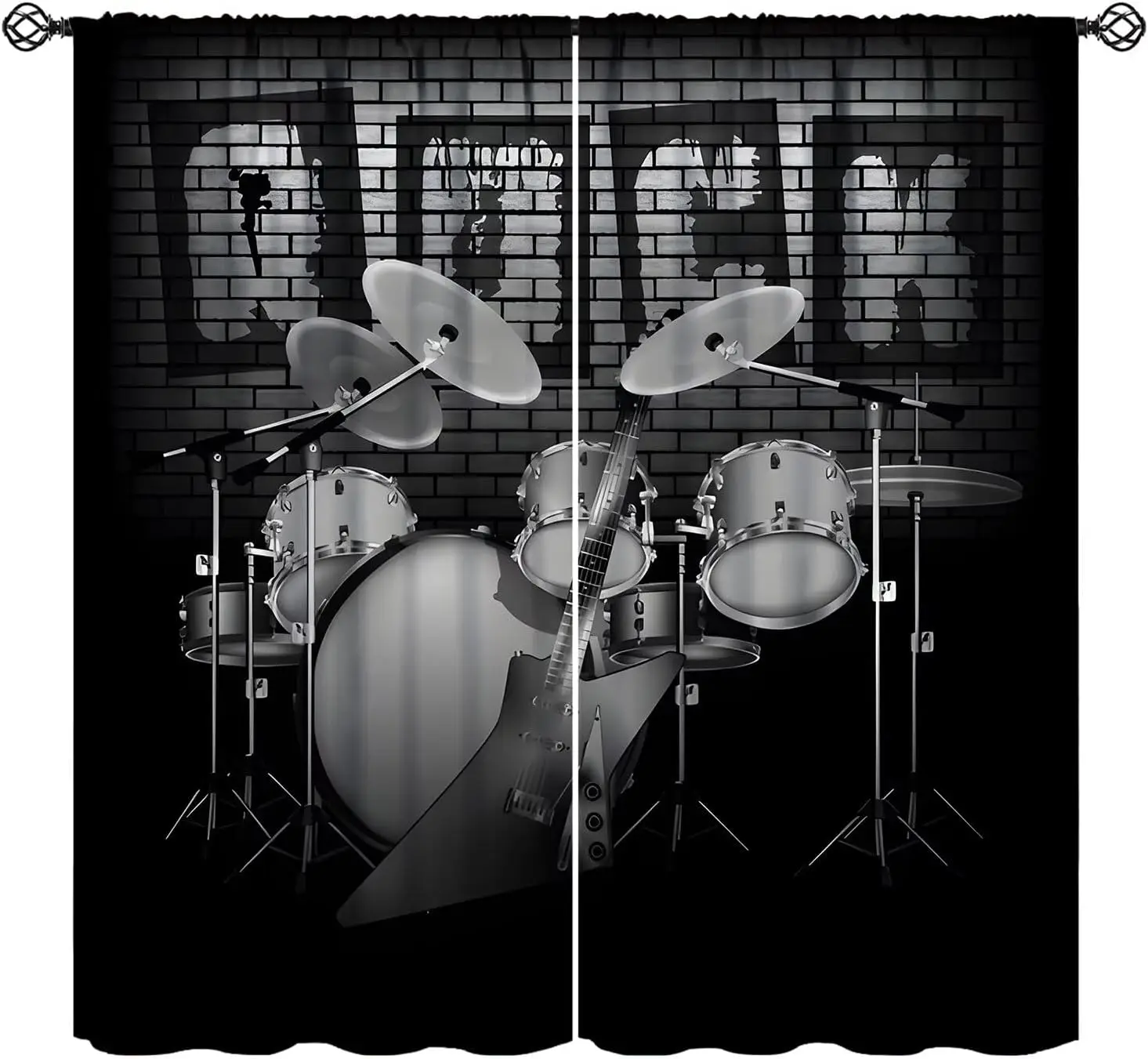 Premium Rock Music Drum Set Guitar Band Tapestry Curtain Decoration Backdrops for Concert Room Stage Decor Party Supplies