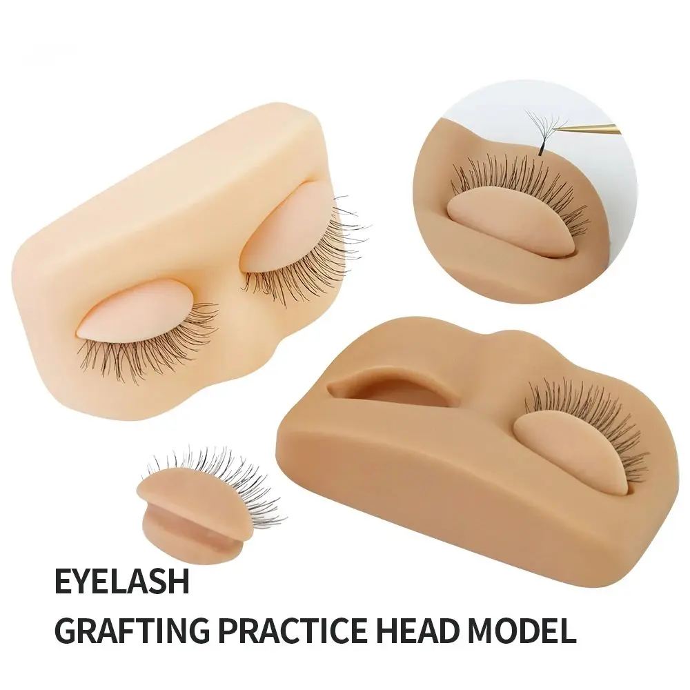 Manequim de extensão de cílios em pvc, olhos removíveis, ferramenta de prática de cílios naturais, silicone reutilizável, cabeça de treinamento de enxerto de cílios