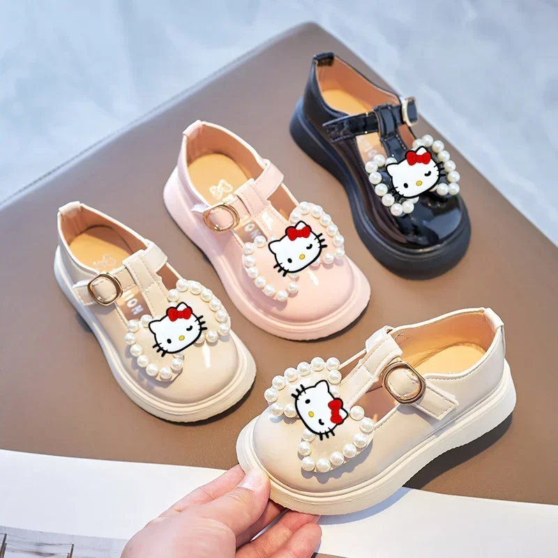 

Sanrio hello kitty children Summer casual shoes girls leather shoes new girls pearl bow princess shoes Sandals