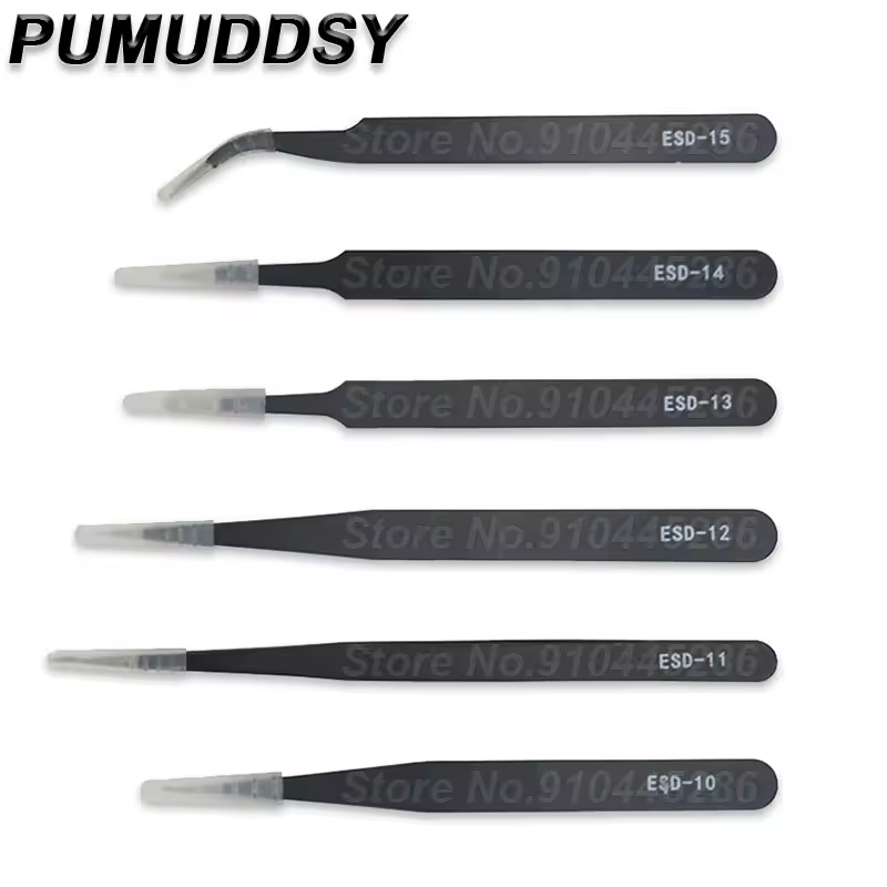 1 Uds VETUS BGA ESD pinzas antiestáticas de acero inoxidable ESD-10 ESD-11 ESD-12 ESD-13 ESD-14 ESD-15 SMD herramientas de soldadura de retrabajo