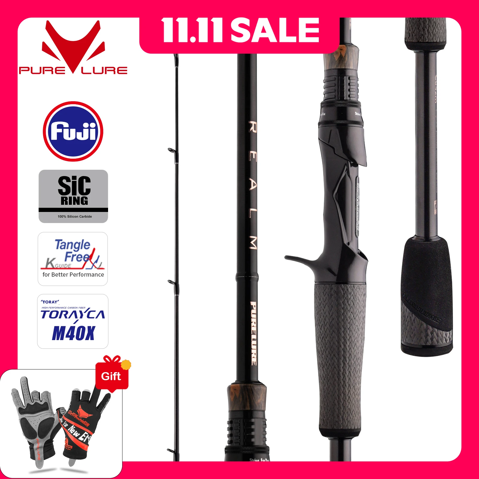 PURELURE REALM canne à basse tout M40X Toray carbone souple appât Zander tige EX F/F Action Fuji SIC anneau filature coulée brochet de pêche