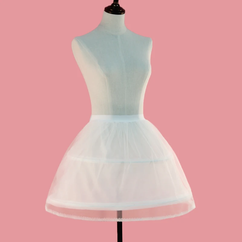 Womens  Girls Lolita Crinoline Petticoat Ball Gown Tulle Short Skirt 2 Hoops Underskirt for Cosplay Hem Dress Whit Petticoats