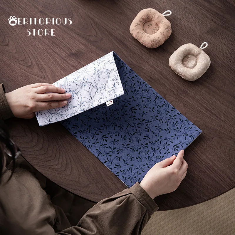 

Rectangular Zen Tea Mat Chinese Cup Mat Big Place Mat Double-sided Waterproof Coaster Tablecloth Heat Resistant Tea Accessories