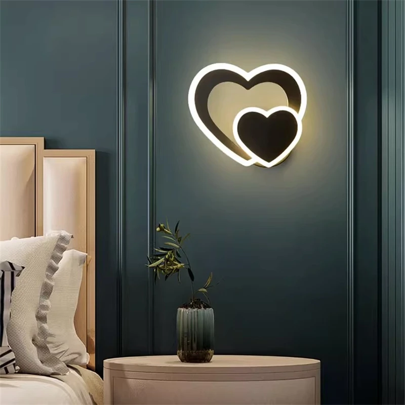 Led Hartvormige Wandlamp, Eenvoudige Nordic Love Wandlamp, Creatieve Slaapkamer, Woonkamer, Gang, Achtergrondmuur, Bedlampje