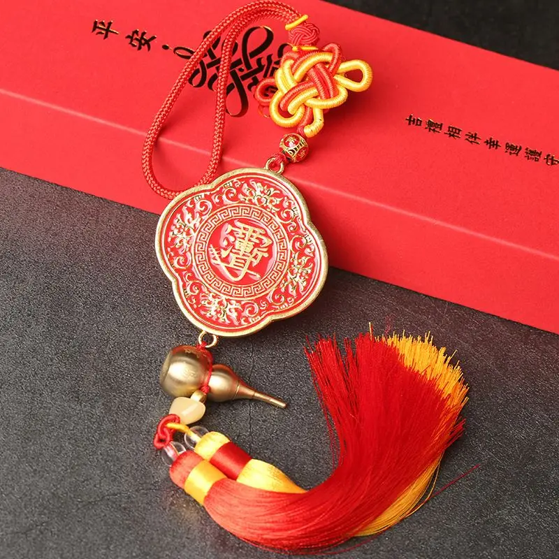 2025 Year of The Snake Mascot Retro Taisui Dragon Walk World Ping An Car Pendant Copper Gourd Ingot Ornaments Safe Bag Charms