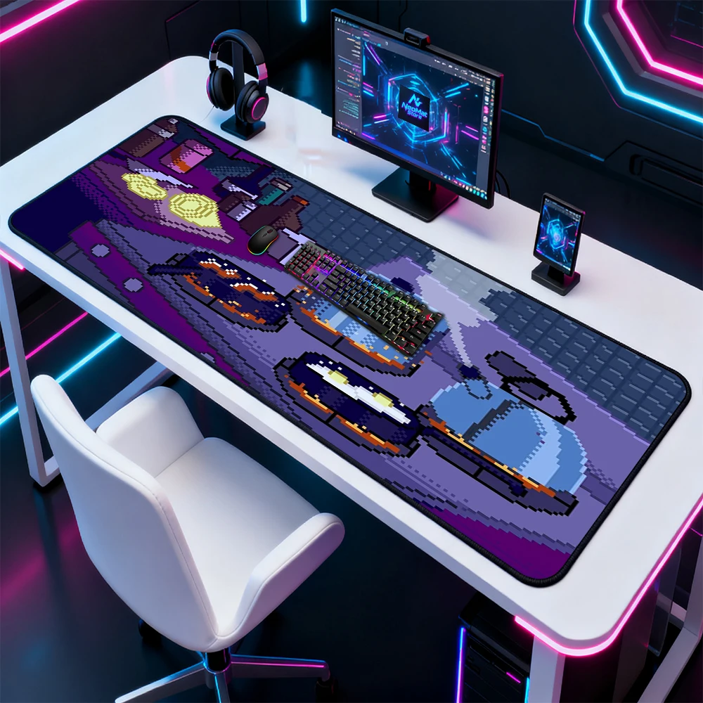 Pixel Retro Keyboard Mat Extra Large Nonslip Purple Kitchen Scene 1200x600 Mousepad Mousemat Deskmat Playmat Desk Accessories
