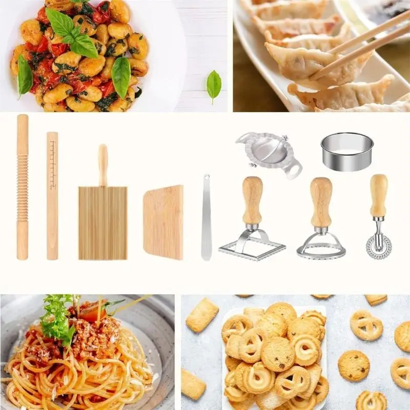 Práctico juego para hacer pastas 96GF, incluye herramienta madera y máquina para hacer bolas para cocinar