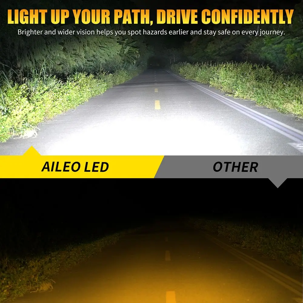 AILEO 2PCS H7 LED H7 LED CANBUS Headlight Bulbs 100W 40000LM 6000K 12V 12 CSP High Power Fan Cooling Car Headlight Bulbs