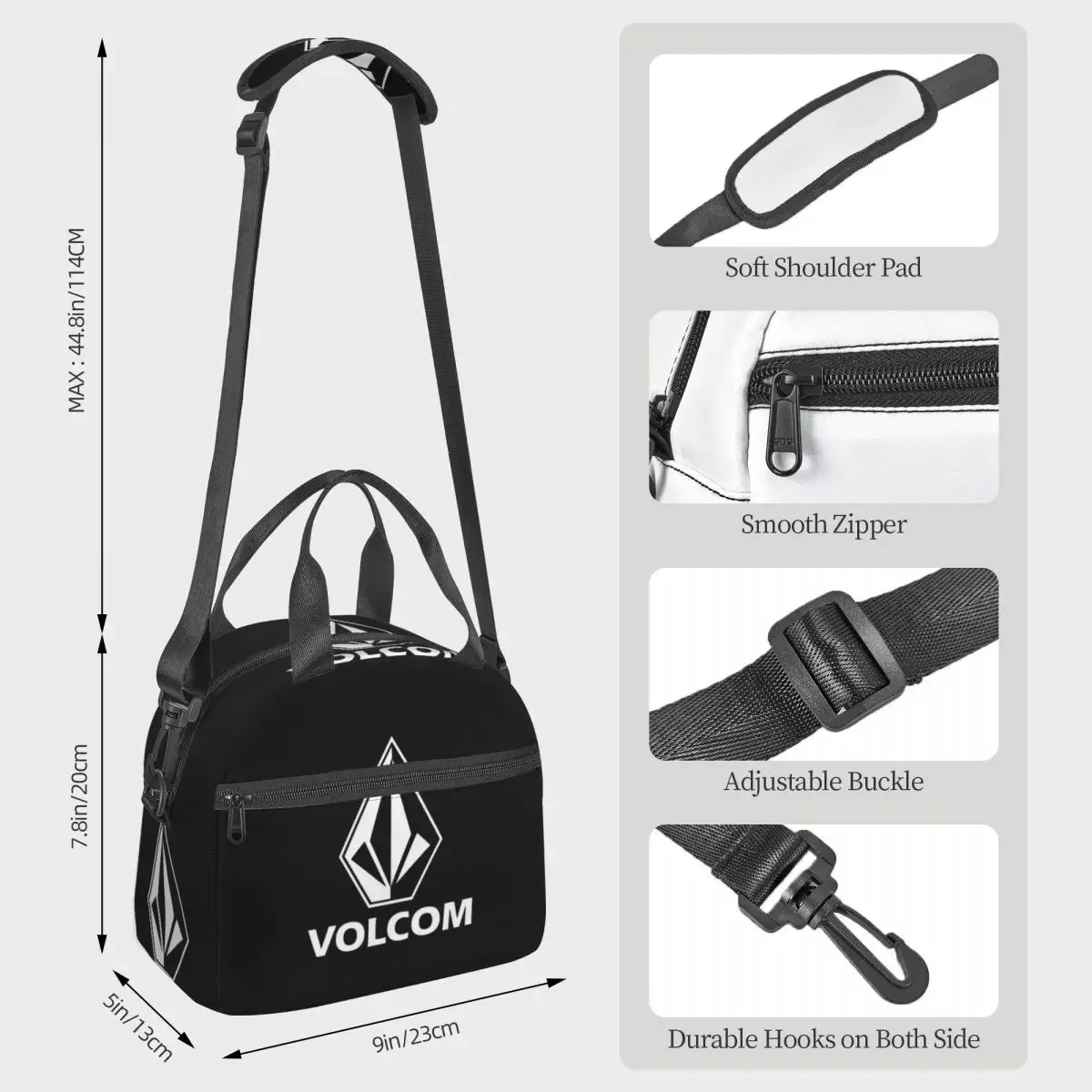 Volcom Lunch Bags Insulated Bento Box Resuable Lunch Tote Picnic Bags Cooler Bag for Woman Office