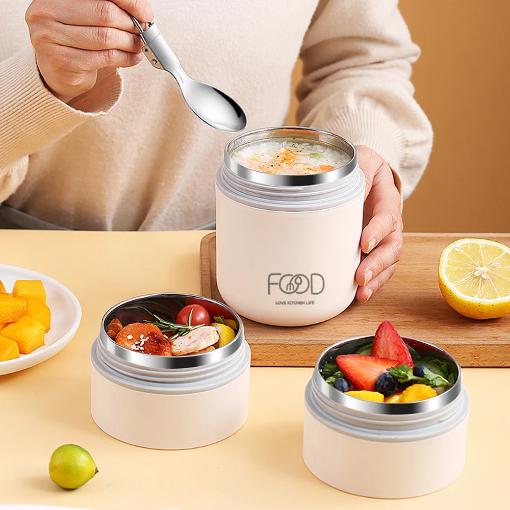 Thermal Porridge Cup Insulated Lunch Box Food Grade Stainless Steel 680ml Insulated Bag Children's School Outdoor Rice Bowl