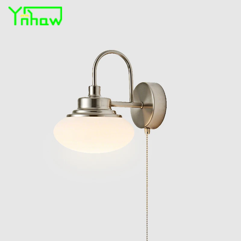 مصباح جداري بسيط من باوهاوس ريترو اسكندنافي مع مفتاح مناسب لممر حائط الخلفية لغرفة النوم بجانب السرير