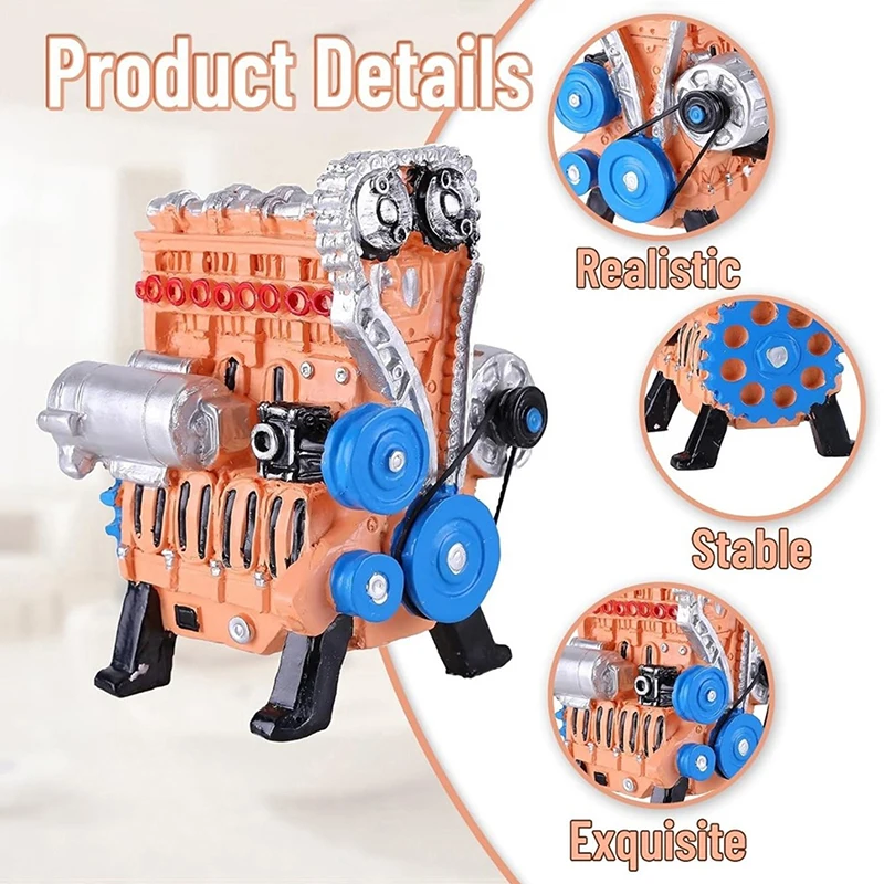 

V8 Engine Model: Resin 4/8 Cylinder Car Engine Model Handcrafted Decorative Gift For Car Enthusiasts