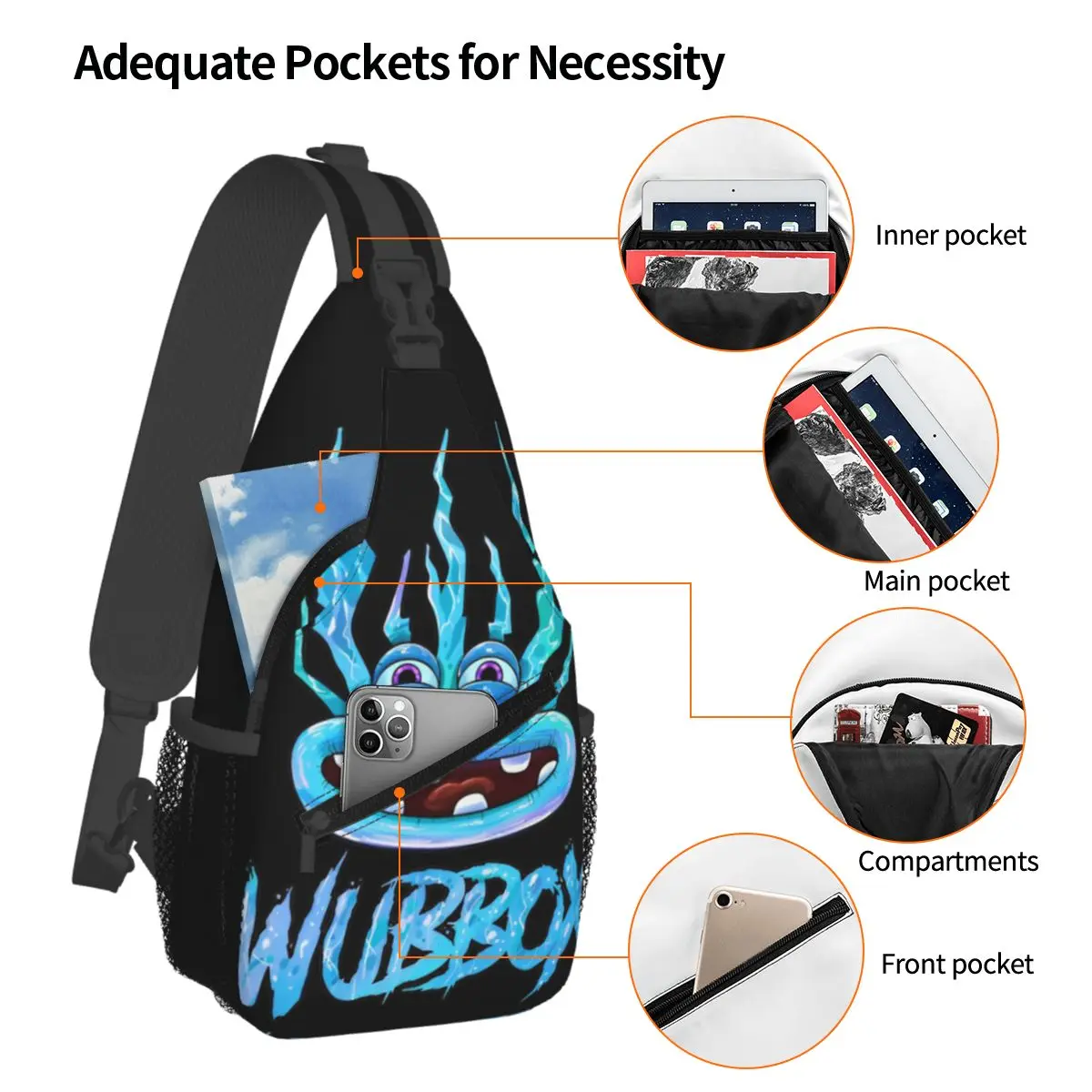 Mijn Zingende Monsters Wubbox Sling Bags Borst Crossbody Schouderslinger Rugzak Outdoor Hiking Daypacks Fashion Pack