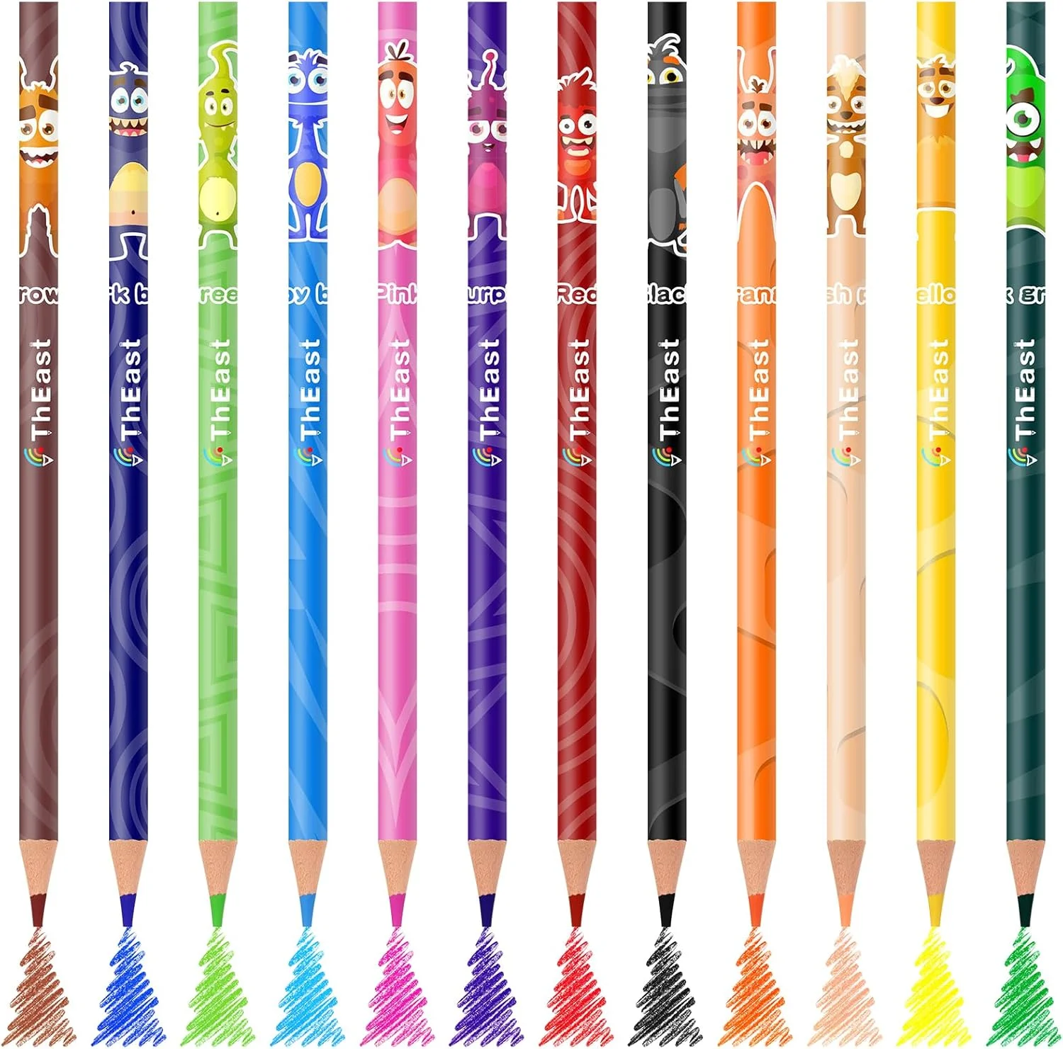 8-in-1 Double-Ended Rainbow Pencils, Jumbo Multi-Color for Adult Coloring & Artist Sketching, Pre-Sharpened 12/24pcs