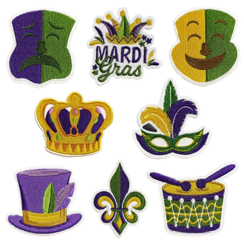 Carnival Clown Mardi Gras Popular Embroidered Logo Garment Accessories Cloth Sticker Patches Iron-on Bag Clothing For Kid