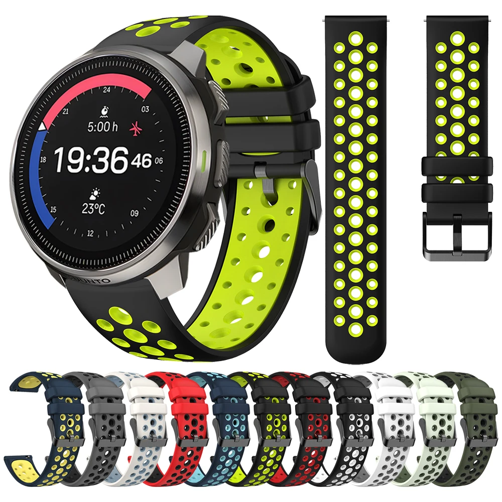 Correa de silicona deportiva para Suunto Ocean / Vertical / 5 9 Peak Pro, pulsera de reloj de dos tonos de 22mm para Suunto RACE S