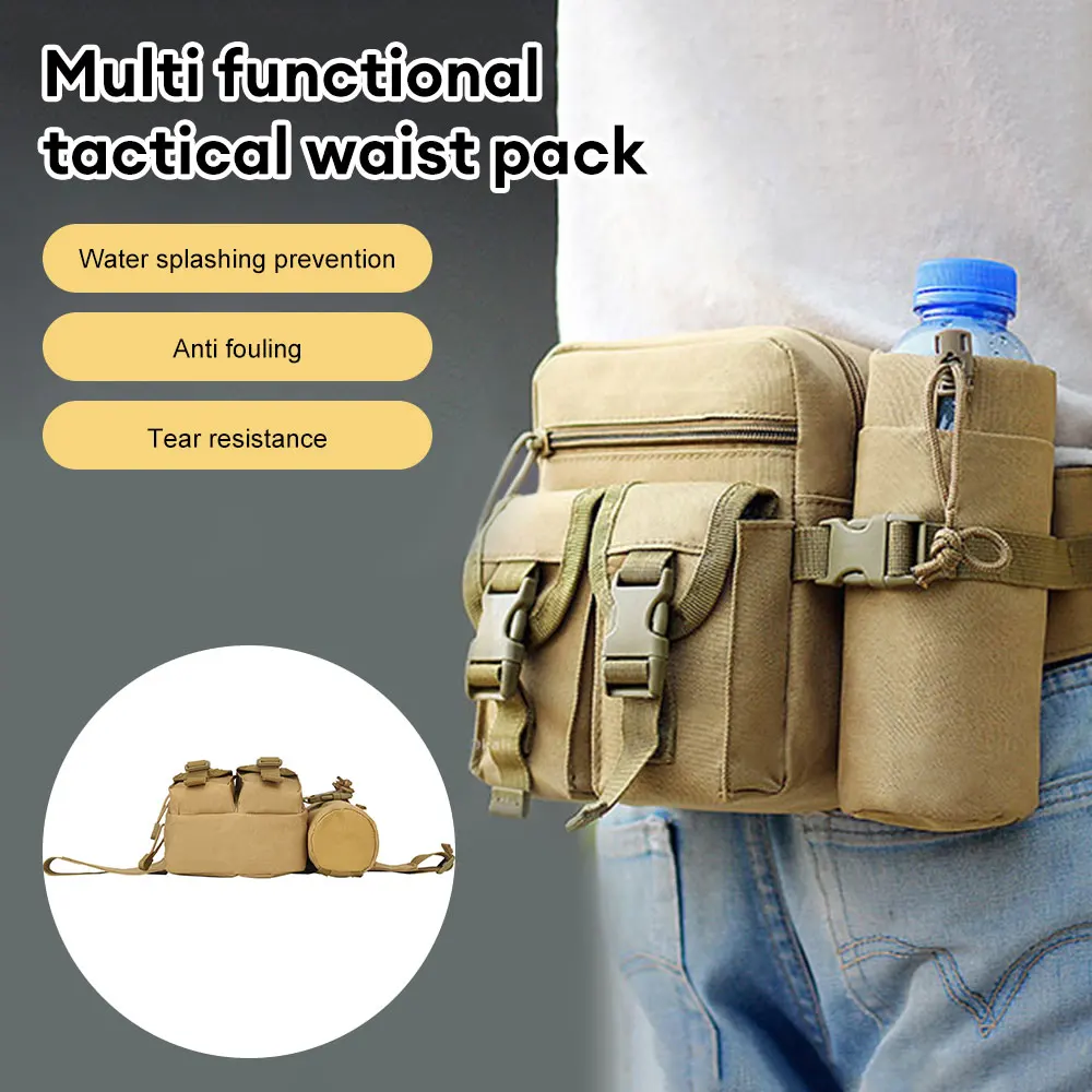 New Outdoor Waist Bag Water Bottle Holder Men Waterproof Molle Camouflage Hunting Hiking Climbing Mobile PhoneBelt Pack