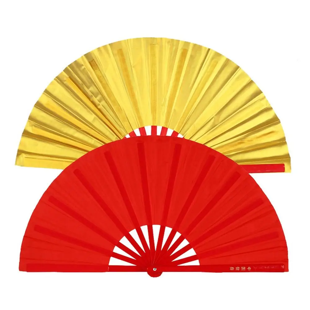 Black Red Chinese Tai Chi Wedding Party Decor Kung Fu Fan Yoga Fan Folding Stage Fan Plastic Bone Fan