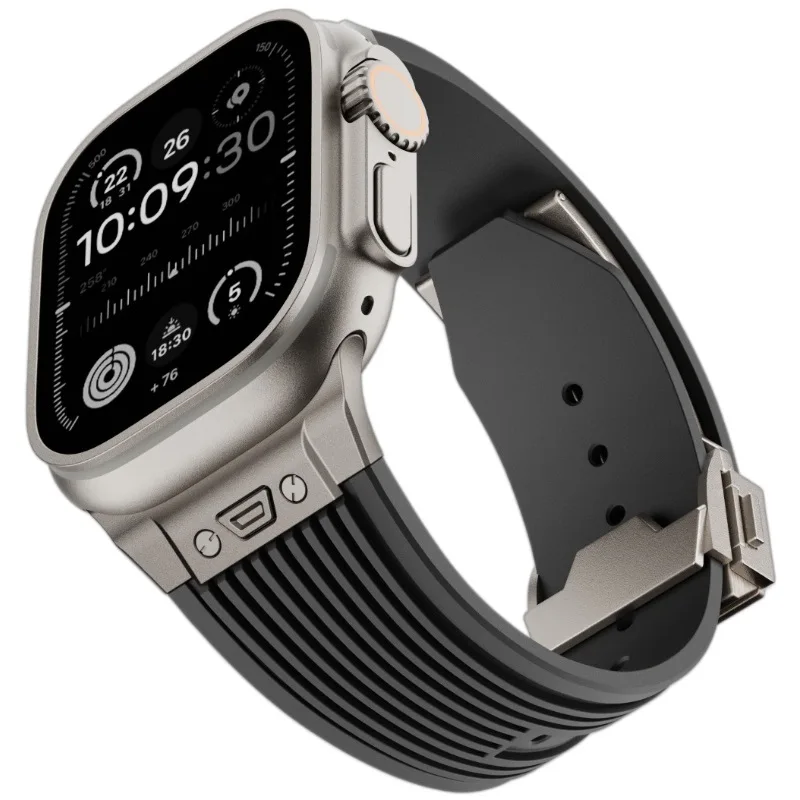 For Apple Watch Bracelet Strap watch/ultra2 3 10 11 Transparent Liquid Elastic Silicone Folding Buckle Watch Strap
