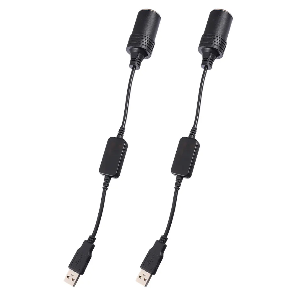 

2Pcs Durable Car Cigarette Lighter Socket Converter - USB A Male to 12V Power Adapter for Vehicle Electronics and Dash Cameras