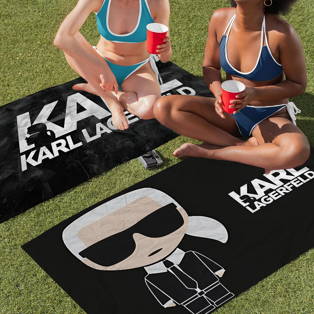 K-Karl Fashion L-Lagerfeld Microfiber Beach Towel Absorbent Quick dry Soft Yoga Swimming Resort Mountain Climbing Towel