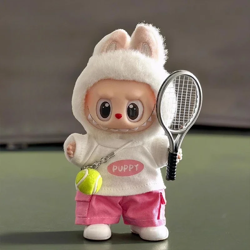 

LaBubu 1-3 Generation Tennis Sports Outfit Cute Pink and White T-Shirt Costume Set with Collectible Accessory Perfect KawaiiGift