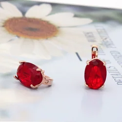 SHENJIANG New Fashion Oval Egg Shape Cubic Zirconia Dangle Earrings For Women 585 Rose Gold Color Wedding Party Jewelry Gift