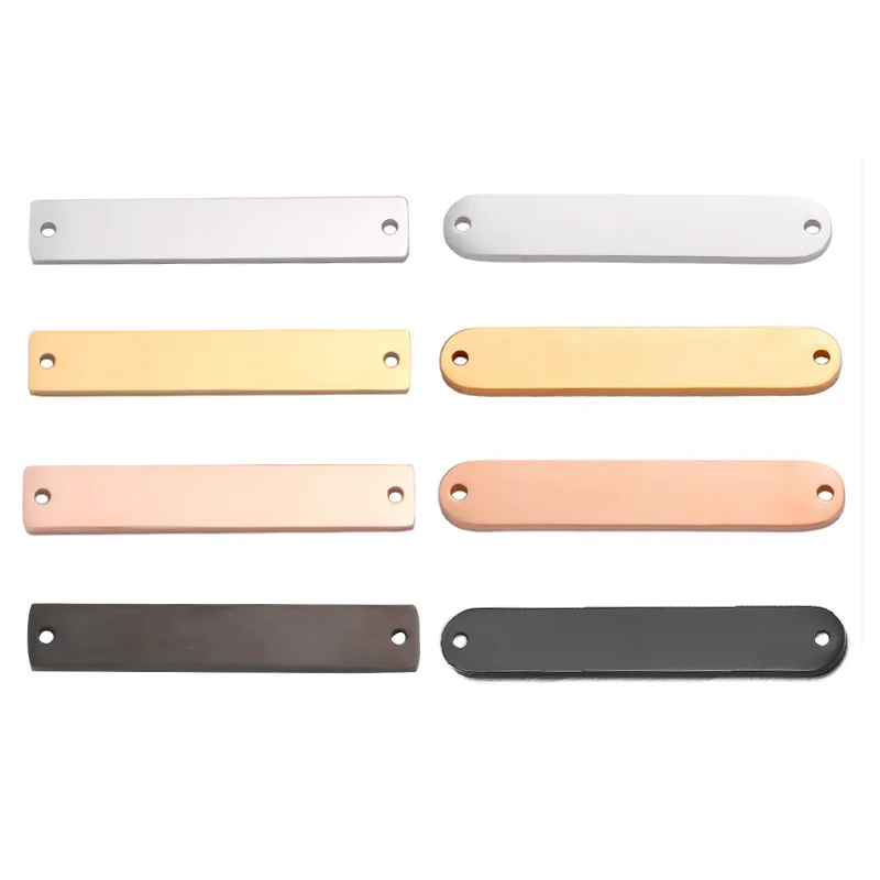 10pcs/lot Mirror Polished Stainless Steel Two Hole Rectangle Bar Connector Blank Stamping Charms For Bracelet Necklace