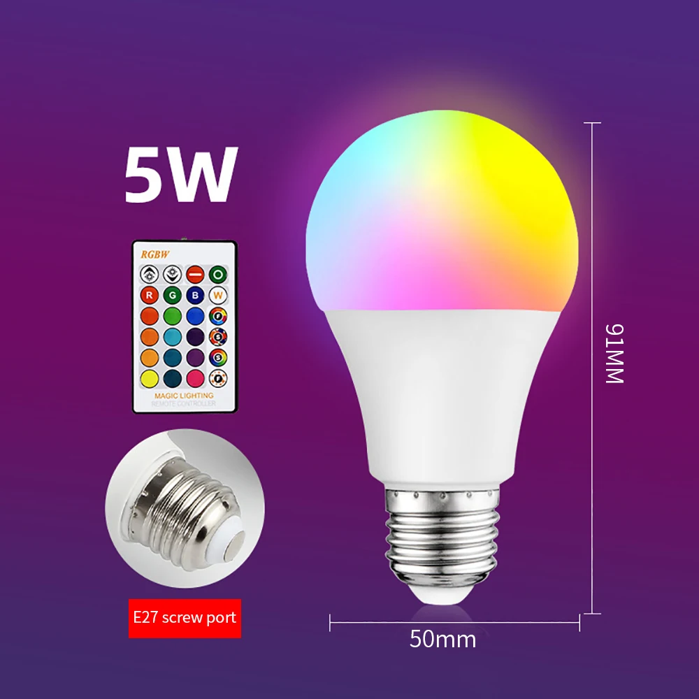 Ampoule LED Intelligente RGB 5W/7W/9W Réglable pour Documents, Lampe à Intensité Variable pour 16 Documents, Télécommande, Document-Proxy