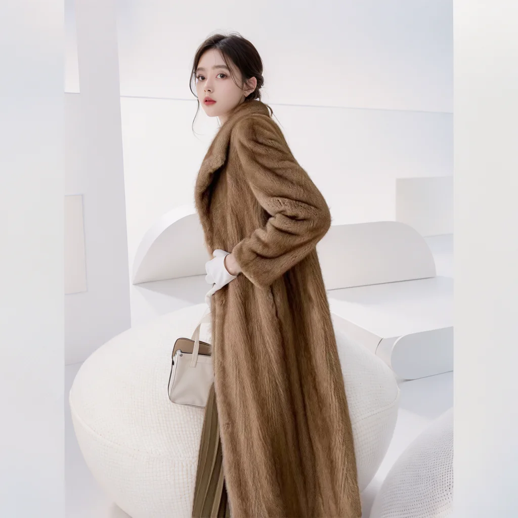 Women\'s dress Winter sweater Gradient mink fur imitation fur mink velvet coat coat Fur coat Long commuter trench coat for women